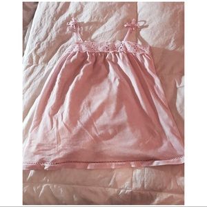 Pink part laced Tank top with bow string straps